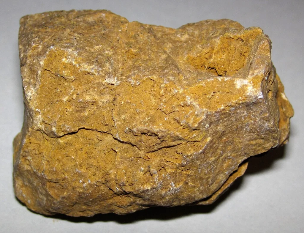 Hard limonite specimen photographed for visual mineral identification
